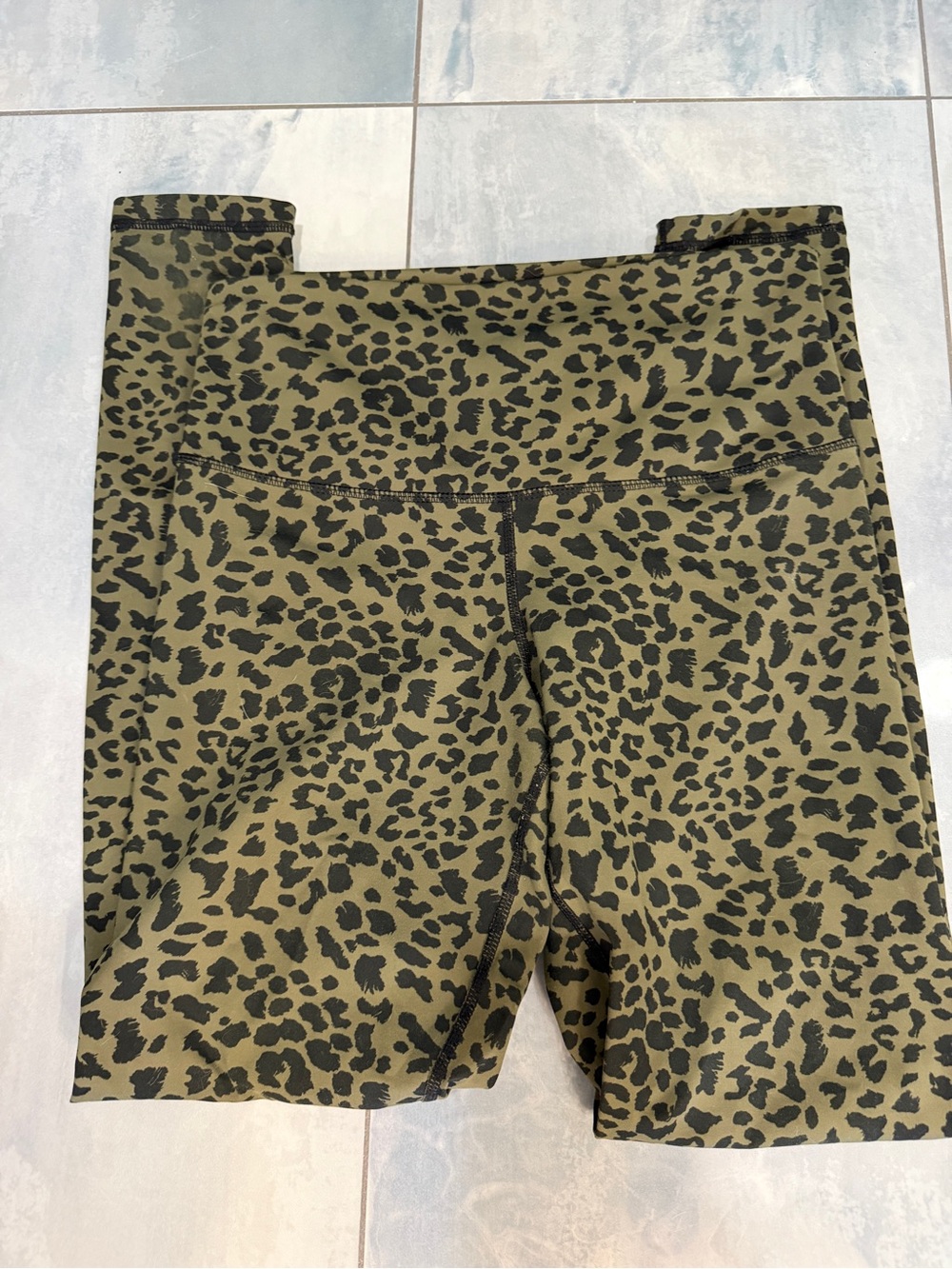 Olive Green Leopard Print Leggings